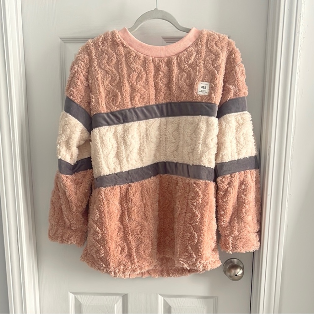 H&M Pink and Cream Textured Sweater